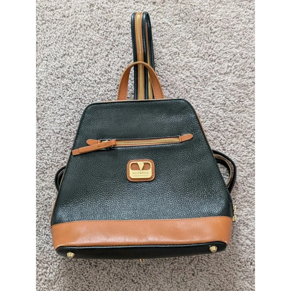 Vintage Valentina Tradizione Italiana Leather Backpack Convertible Sling Bag
